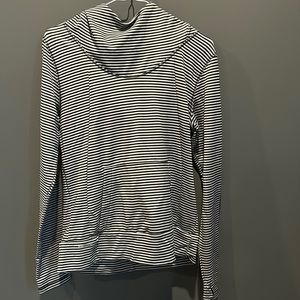 Lole Black and White Striped Hooded Sweater
